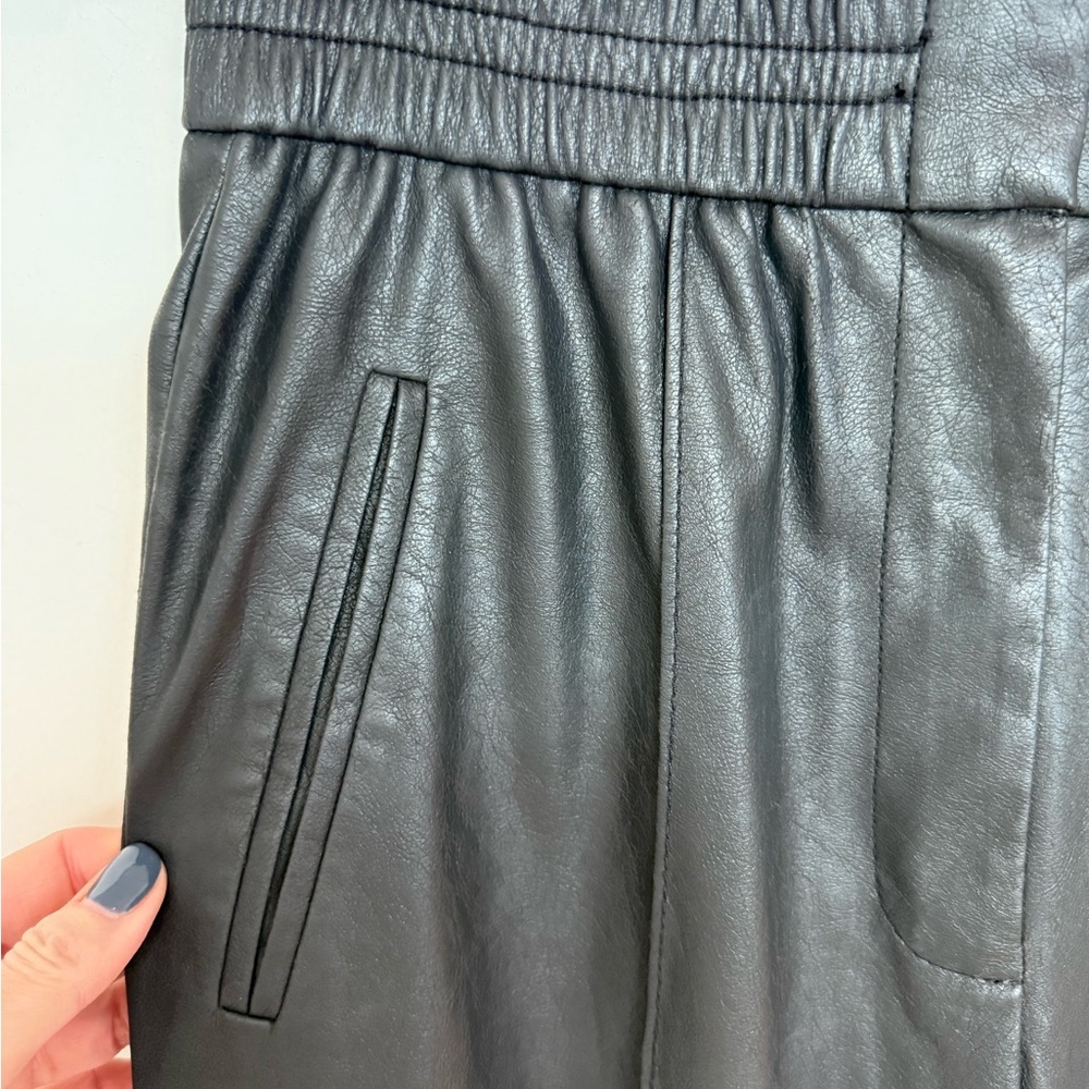Rebecca Taylor Black Vegan Leather Ankle Tie Pants size 6 - Picture 6 of 9